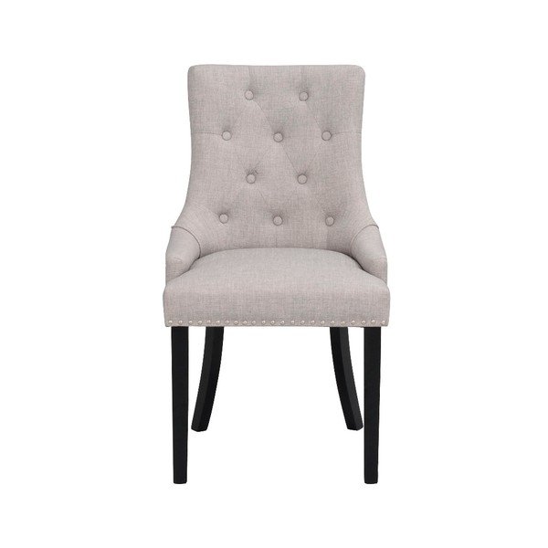 Sedia da pranzo imbottita grigio chiaro con gambe nere Vicky - Rowico-image-2