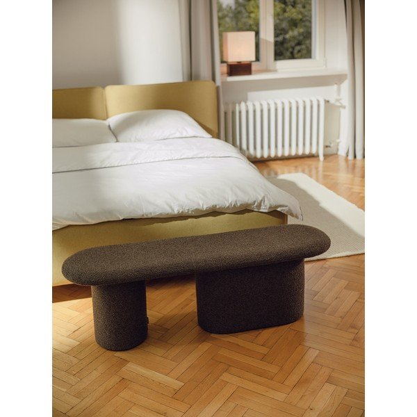 Panchina marrone in imbottito con rivestimento in bouclé Rull – noo.ma-image-3