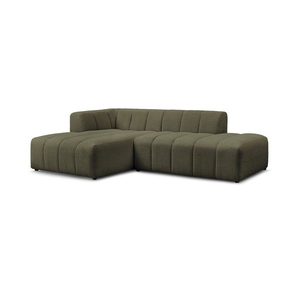 Divano angolare verde (penisola a sinistra/chaise lounge) con rivestimento in bouclé Annecy – Bobochic Paris-image-3