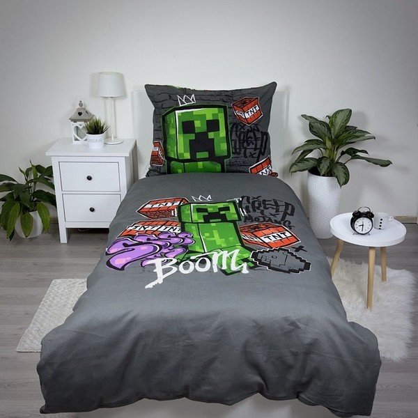 Biancheria da letto per bambini in cotone per letto singolo 140x200 cm Minecraft Metro Art - Jerry Fabrics-image-1