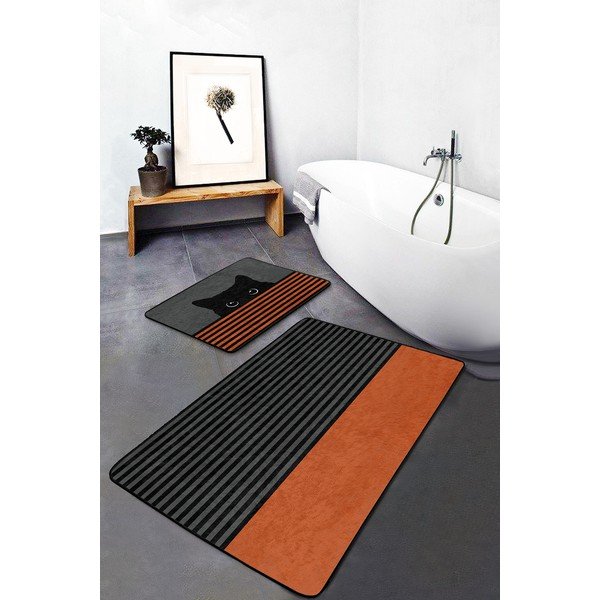 Tappetini da bagno nero-arancio in set di 2 pezzi 60x100 cm - Mila Home-image-3