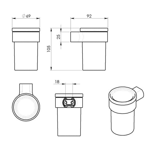 Coppa in vetro a parete per spazzolini da denti in bianco e oro Pirenei - Sapho-image-2