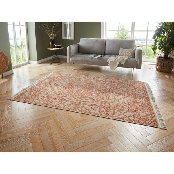 Tappeto arancione con cotone riciclato , 200 x 290 cm Sarobi - Nouristan-image-1