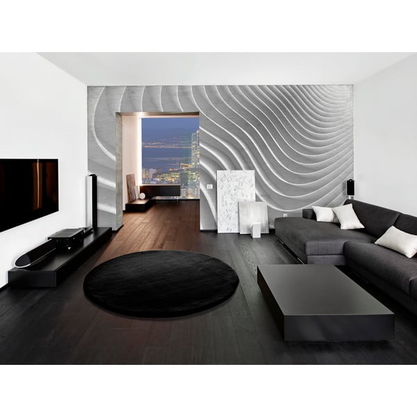 Tappeto nero , Ø 120 cm Fox Liso - Universal-image-1