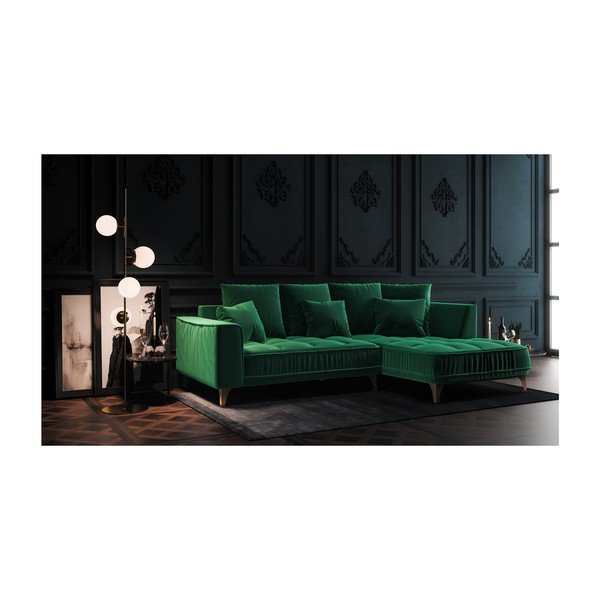Divano angolare Devichy in velluto verde scuro, angolo destro, 256 cm Chloe - devichy-image-3