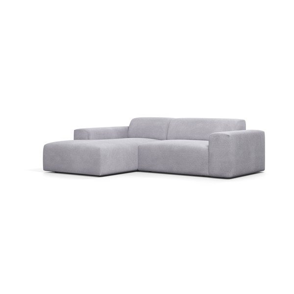 Divano angolare in velluto a coste grigio chiaro, 250 cm, angolo sinistro Karen - Marie Claire Home-image-2