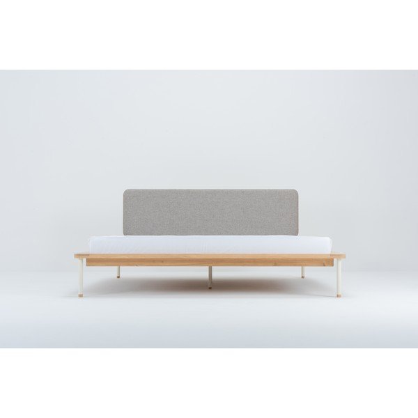 Letto matrimoniale in rovere grigio/naturale con griglia 180x200 cm Fina - Gazzda-image-4