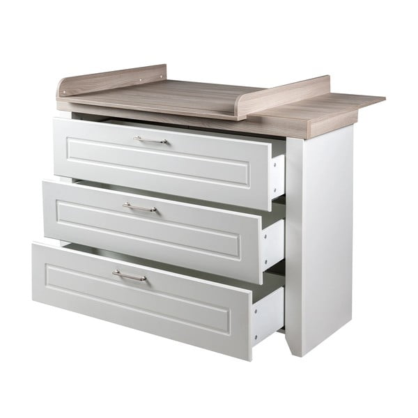 Cassettiera bassa per bambini bianca in olmo con fasciatoio 120x98 cm Felicia - Roba-image-4