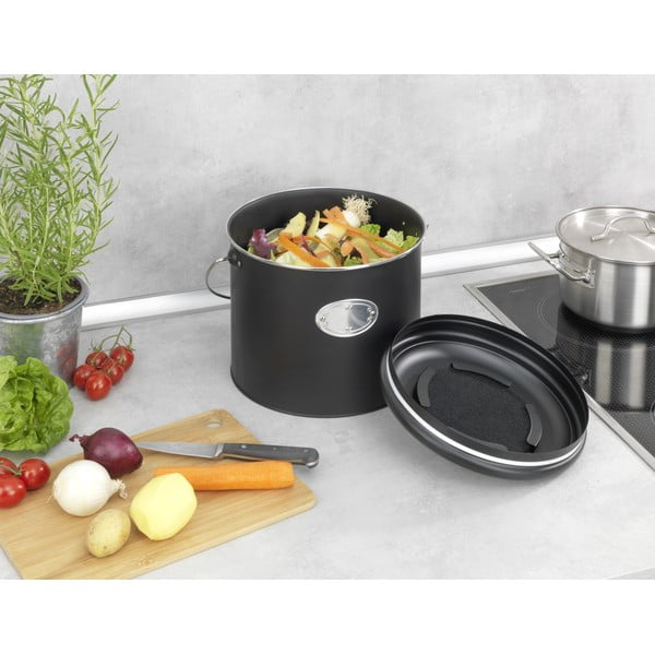 Contenitore nero per rifiuti compostabili 6 l Nero - Wenko-image-1