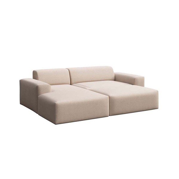 Divano angolare beige allungabile e con contenitore (con penisola a sinistra e chaise lounge) rivestito in velluto Villet – Rodier-image-4