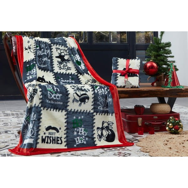 Coperta blu in micropile a tema Natale 100x170 cm – Mila Home