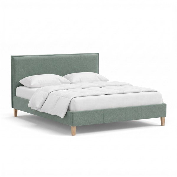 Letto matrimoniale imbottito verde con griglia 180x200 cm Tina - Ropez