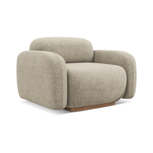 Parte divano componibile beige con rivestimento in bouclé Ailani – Makamii