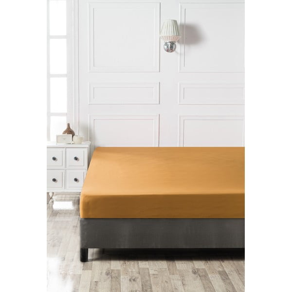 Lenzuolo giallo in cotone elasticizzato 160x200 cm - Mijolnir-image-2