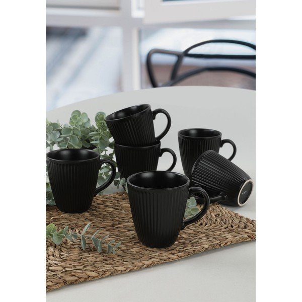 Tazze in ceramica nera in set da 6 pezzi 0,3 l - Hermia-image-1