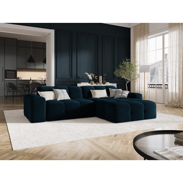 Divano angolare in velluto blu scuro (angolo destro) Kendal - Micadoni Home-image-1