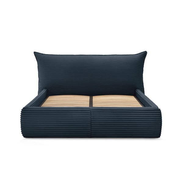 Letto matrimoniale in blu scuro imbottito con spazio contenitivo con griglia inclusa 180x200 cm Jade – Bobochic Paris-image-1