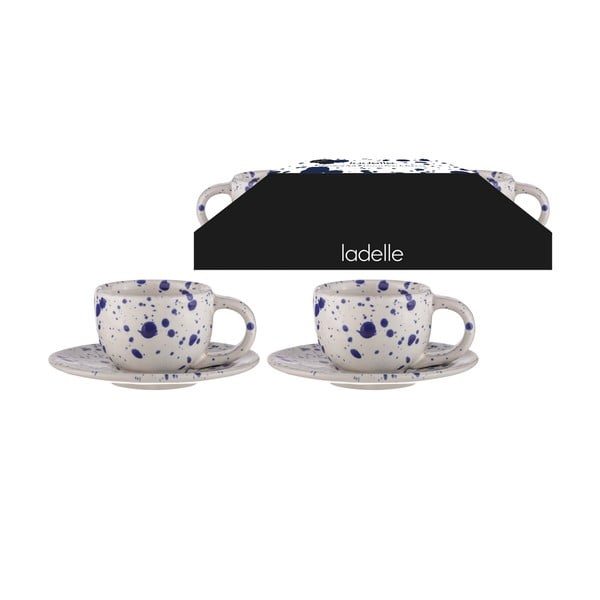 Tazze da espresso in gres bianco e blu in set da 2 100 ml Carnival - Ladelle-image-2