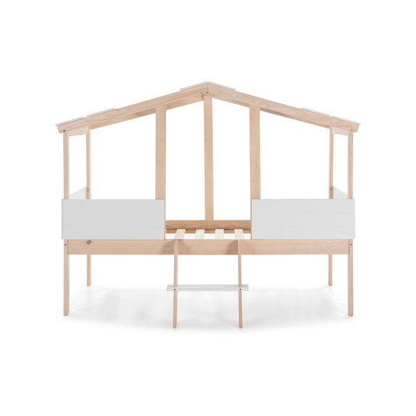 Letto per bambini a cupola/elevato 90x190 cm, colore bianco/naturale Parma - Marckeric-image-3