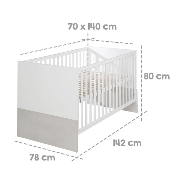 Lettino bianco e grigio chiaro 70x140 cm Julia - Roba-image-2