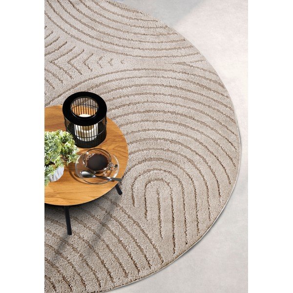Tappeto rotondo beige ø 160 cm Panglao New York Taupe – Elle Decoration-image-2