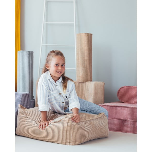 Pouf a sacco per bambini marrone chiaro con rivestimento in velluto a coste Square – Wigiwama-image-1