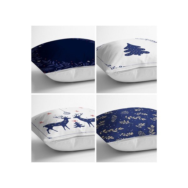 Federe blu e bianche in set da 4 43x43 cm - Minimalist Cushion Covers-image-1