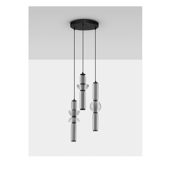 Lampadario LED grigio in vetro con intensità regolabile ø 38 cm Ulon – Nova Luce-image-3