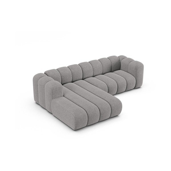 Divano angolare grigio (con penisola a sinistra/con chaise lounge) con rivestimento in ciniglia Lupine – Micadoni -image-2