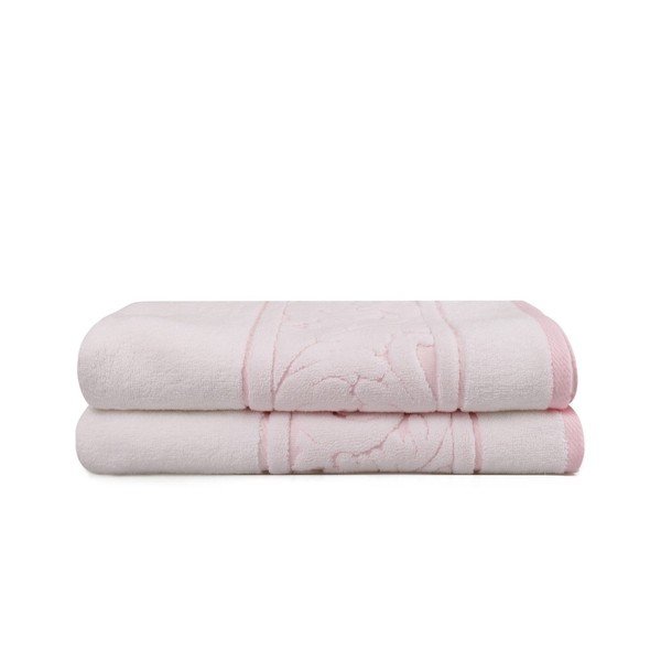 Set di 2 asciugamani da bagno in cotone rosa chiaro Ghunna, 70 x 140 cm - Foutastic-image-1