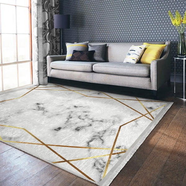 Tappeto in bianco-oro 80x150 cm - Mila Home-image-3