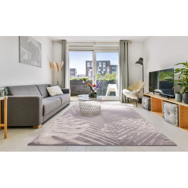 Tappeto in lana grigio 133x180 cm Monstera - Agnella-image-1