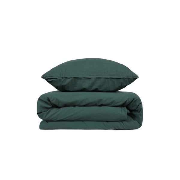 Biancheria da letto in mussola verde per letto matrimoniale 200x200 cm Stonewashed - Mijolnir
