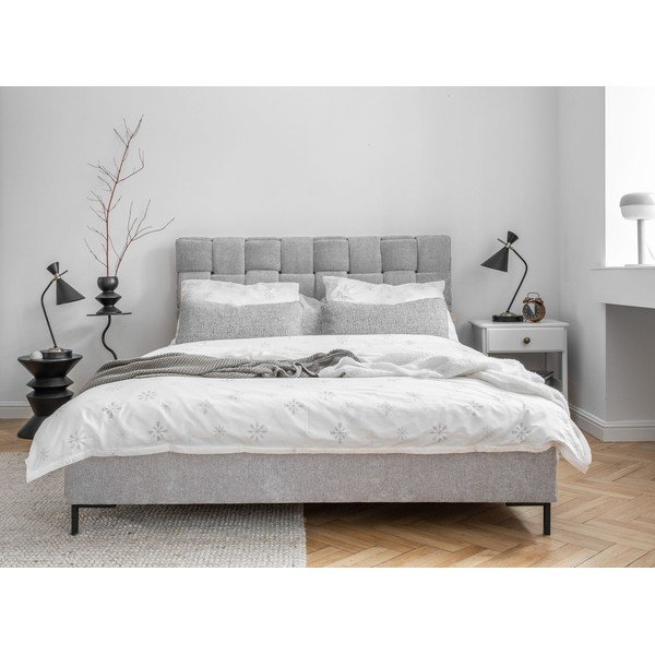 Letto matrimoniale imbottito grigio chiaro con rete inclusa 160x200 cm Eve – Miuform-image-1