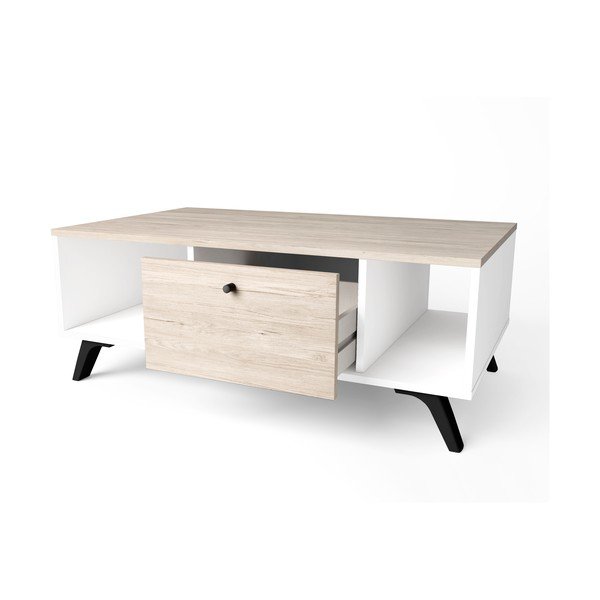 Tavolino in rovere decorato in colore naturale 60x100 cm Sahara - Marckeric-image-3