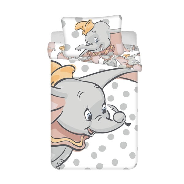 Set copripiumino e federa da bambini bianco/grigio in cotone per culla 100x135 cm Dumbo "Dots" – Jerry Fabrics