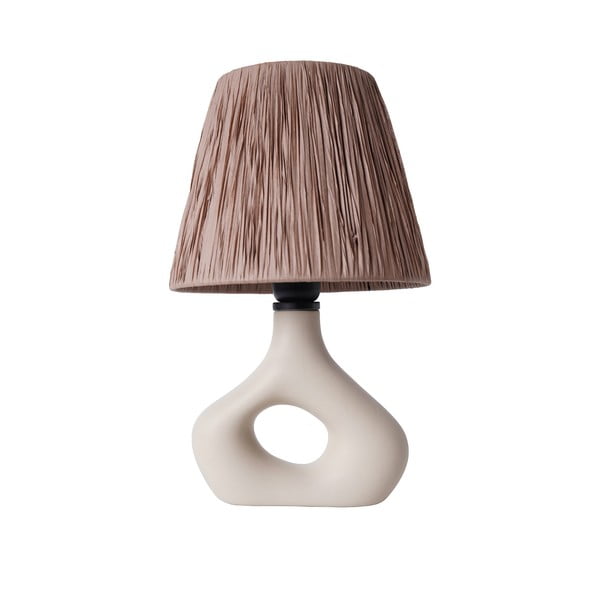 Lampada da tavolo beige con paralume in carta lavorata (altezza totale 40 cm) Serin – Opviq lights