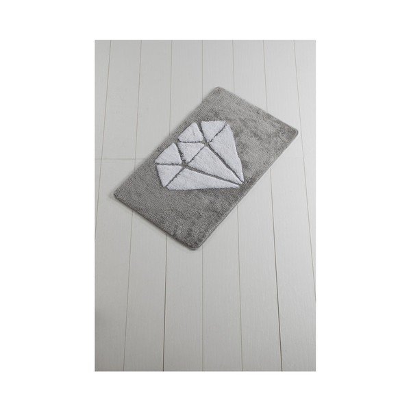 Tappeto da bagno grigio e bianco Crasso Heart, 100 x 60 cm - Foutastic