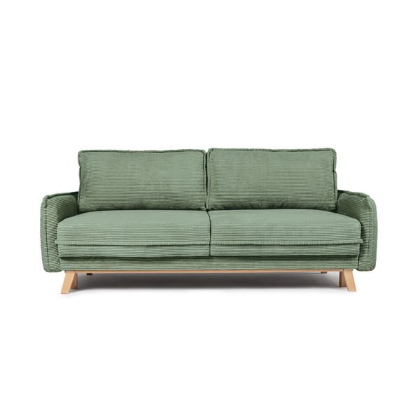 Divano letto in velluto a coste verde chiaro 218 cm Tori - Bonami Selection