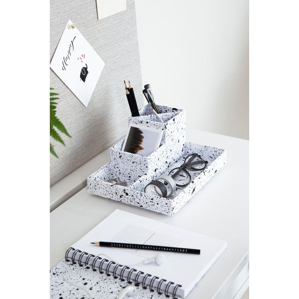 Organizzatore da tavolo 4 pezzi in bianco e nero Lena - Bigso Box of Sweden-image-1