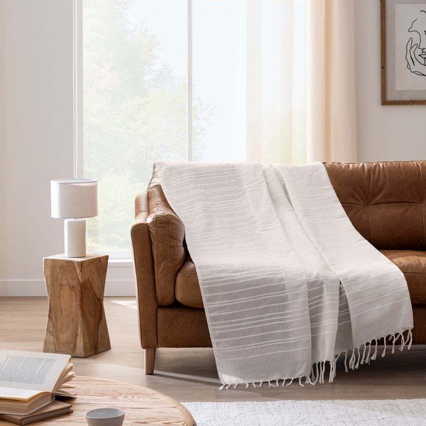 Copriletto color crema in cotone 125x150 cm Lilia – douceur d'intérieur-image-1