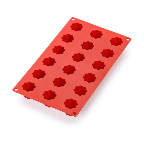 Stampo in silicone rosso per 18 mini dessert a forma di stella - Lékué