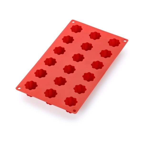Stampo in silicone rosso per 18 mini dessert a forma di stella - Lékué