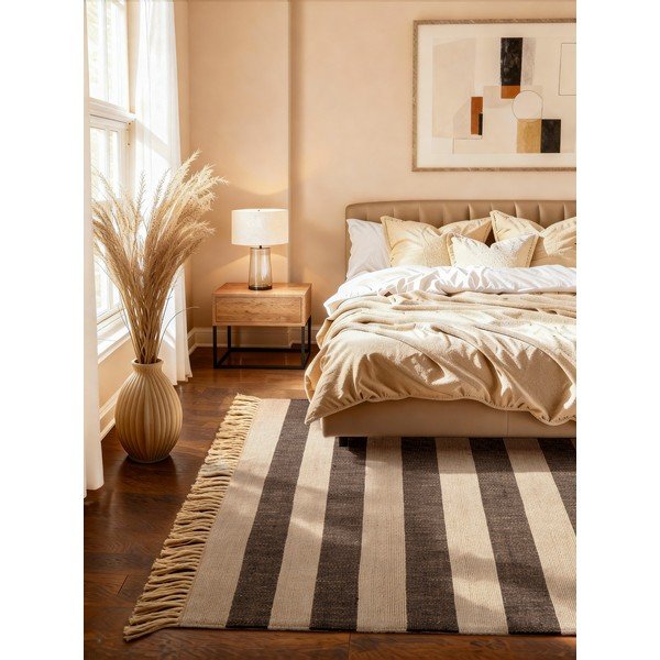 Tappeto nero/color crema in iuta reversibile/tessuto a mano 200x300 cm Playa – Hanse Home-image-1