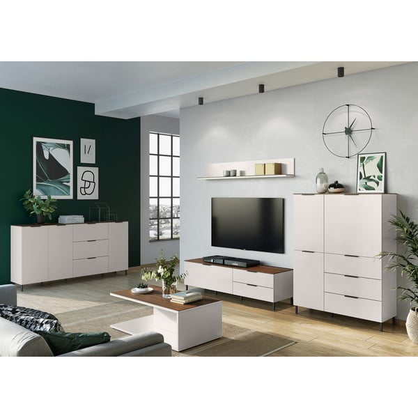 Tavolo TV grigio e beige in noce 164x47 cm California - Germania-image-4
