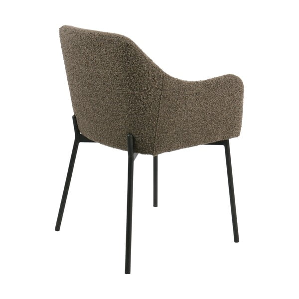 Sedia da pranzo marrone in imbottito con braccioli Melilla – House Nordic-image-4