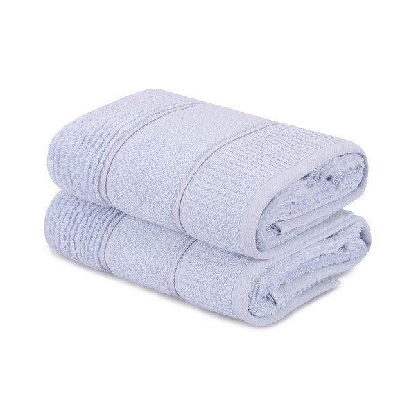 Set di asciugamani tipo terry azzurri in cotone 2 pz 50x90 cm Daniela – Foutastic-image-2