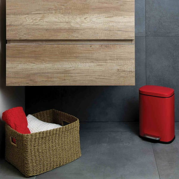 Cestino per la spazzatura rosso in acciaio con pedale 5 l   Akira – Spirella-image-1