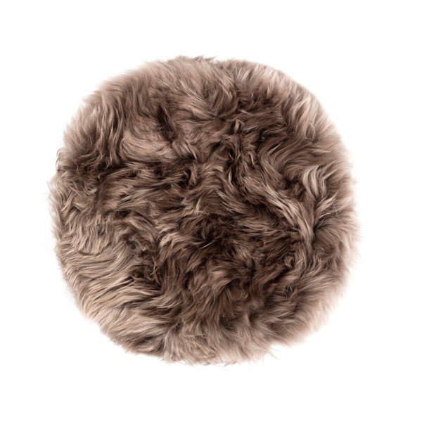 Cuscino in pelle di pecora marrone per la sedia da pranzo Zealand Round, ⌀ 35 cm - Royal Dream