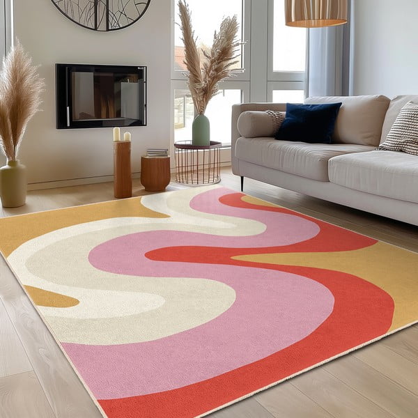 Tappeto giallo e rosa lavabile 120x180 cm Raspberry Creamsicle – Mila Home-image-3